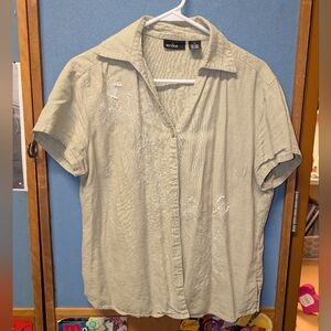 Erika Womens Embroidered Button-Up